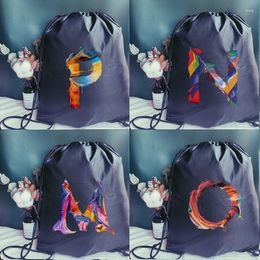 Shopping Bags Drawstring Bag Creative Letter Print Backpack Girl Childrens School Customise Women Sport Yoga