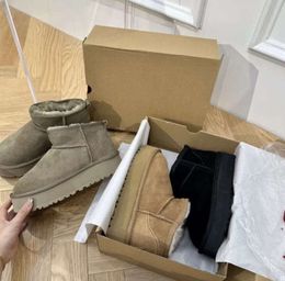 Designer Classic Ultra Mini Boots Snow Boot Platform Women Men Fur Sheepskin Tasman Tazz Chestnut Sand Mustard Seed Beige Driftwood Australian Winter Ankle shoeQ68