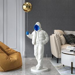 Decorative Objects & Figurines Nordic Style Originality Balloon Boy Floor Figure Statue Home Decoration Large Landing Living Room 247P