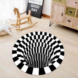 3D Home Carpet Black White Stereo Vision Mat Living Room Doormat Table Three-dimensional Sofa Illusion Mat Home Decoration1151G