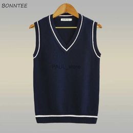 Men's Sweaters Men V-neck Sweater Vest Plus Size S-5XL Sleeveless Jumper Preppy Style Couple Slim Fit Knit Tops Autumn Classic Korean All-matchL231122