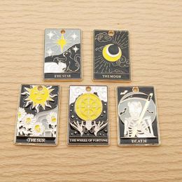 Charms 10pcs Sun Moon Star Skull Death Charm For Jewellery Making Enamel Necklace Pendant Keychain Phone Diy Supplies Craft Accessories