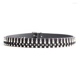 Belts Idopy Men's Cool Punk Studded Genuine Leather Belt Black Party Cosplay Rivets Costume Real Waistband For Male