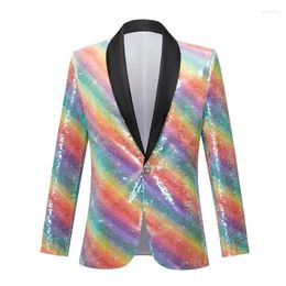 Men's Suits Suit Colorful Sequins Performance Dress Nightclub Host Fashion Versatile Personalized Coat