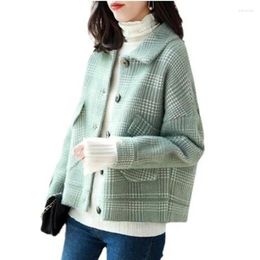 Women's Fur Wholesale Imitation Mink Velvet Small Coat Short Sweater Spring Autumn Striped Korean Version Lapel Knitted Cardigan