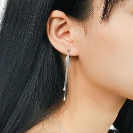 Dangle Earrings SA SILVERAGE Real 925 Sterling Silver Drop For Women Fine Jewellery Long Feather Tassel 2023