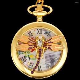 Pocket Watches Unique Insect Dragonfly Jewel Decoration Exquisite Quartz Watch Retro Men's And Women's Accessories Holiday Gift