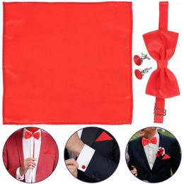 Bow Ties Men' Girdle Tie Pocket Square Three-piece Set Tuxedo Buttons Satin And Cufflinks Suit For Mens Handkerchief Suits
