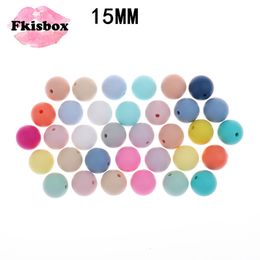 Baby Teethers Toys Fkisbox 100PC Silicone Teether Beads15MM Balls Silicone Teething Beads Diy Teething Necklace Silicone Bead Bpa Free Baby Nursing 230422