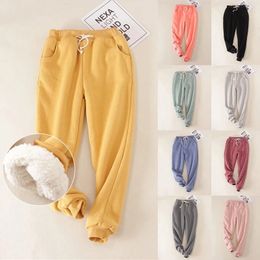 Women's Pants Capris Lucyever Winter Thicken Plush Sport Pants Women Drawstring Elastic Waist Harem Pants Woman 9 Colour Casual Sweatpants Ladies 230422