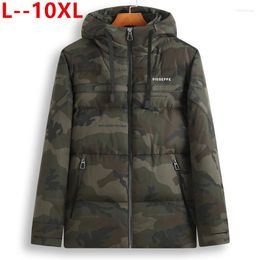 Men's Down 8XL 7XL 6XL Winter Loose Cotton Liner Mens Hooded Parkas Long Sleeve Zipper Thick Warm Plus Size Male Casual Outerwear Overcoats