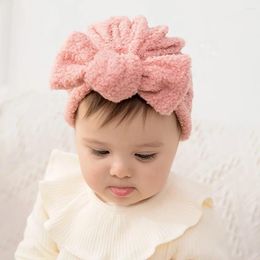 Hair Accessories Baby Knot Turban Imitation Lambs Wool Bow Headband Infant Headwrap Born Cap Thick Winter Hat For Girls JFNY267