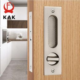 KAK Mute Mortice Sliding Door Lock Hidde Handle Interior Door Pull Lock Modern Anti-theft Room Wood Door Lock Furniture Hardware T243r