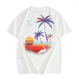 Men's T Shirts Short Sleeve Tees Men's Coconut Tree Printing Beach Shirt Colors High Quality Cotton Pullover T-shirt For Men Clothing