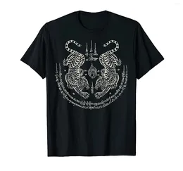 Men's T Shirts Sak Yant Thai Tattoo Twin Tiger Muay Magical Thailand Gift T-Shirt