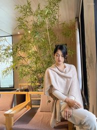 Scarves 2023 Autumn Winter Pure Wool Shawl Women's Fashion Retro Chinese Style National Cheongsam With Cardigan Cloak