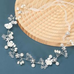 Hair Clips Wedding Hairband Pearl Jewelry Handmade Flower Beads Headbands With Ribbon Elegant Bridal Tiaras Head Marrige Gifts