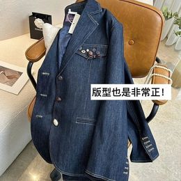 Women's Jackets Spring Women's Denim Suit Coat Blue Personalised Small Heavy Industry Button Handsome Oversized Jean Harajuku Jacket Female 231121