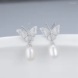 Dangle Earrings 925 Sterling Silver Butterfly Drop Luxury Pearl Earring For Women Wedding Fine Jewellery Gifts