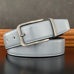 Belts High Quality Light Genuine Leather Pin Buckle Designer Men Casual Younth Boys Jeans Cintos Masculinos Green