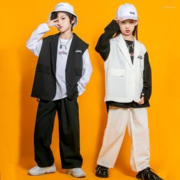 Stage Wear Girls Modern Dance Clothes Hip Hop Kids Loose Suit Vest Pants Boys Street Drum Concert Performance Outfit Rave BL8498