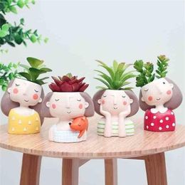 4 Pcs set Flower Girl Planter European Style Succulent Plants Pot Mini Bonsai Cactus Home Decor Craft Y200723222Y