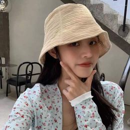 Berets Niche Pleated Fisherman Hat Ladies Temperament All-match Japanese Bucket Cap Street Fashion Korean Version Pot Hats