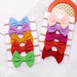 Hair Accessories 5Pcs/Set Hairband For Baby Girl Soft Nylon Elastic Headband Lovely Solid Color Bow Tie Headwear Daily