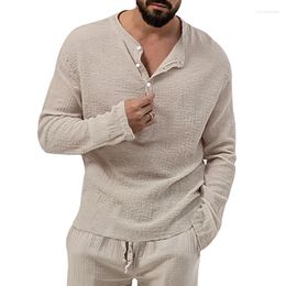 Men's Casual Shirts 2023 Spring And Autumn Shirt Coat Linen Long Sleeve Top Loose Cotton