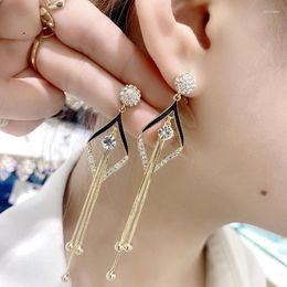 Dangle Earrings Simple Girl Chains Ear Drop Luxury Gilded Women Rhinestone Pendant Long Tassel Jewellery Gift