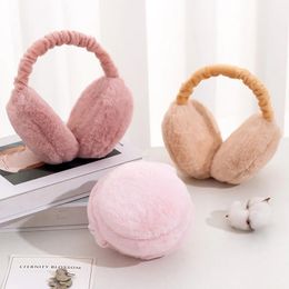 Ear Muffs Winter Warm Earmuffs for Womens Children Portable Folding Burger Solid Colour Girls Korean Outdoor Plush 231122