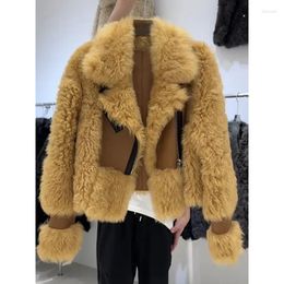 Women's Fur Fashion Imitation One Motorcycle Coat 2023 Patchwork Environmental Leather Zipper