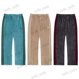 Men's Pants NEEDLES Arrival Cotton Velvet Pants Butterfly Embroidery Trousers Men Women Oversize 1 1 Webbing Track Stripe Zipper Sweatpants T231122