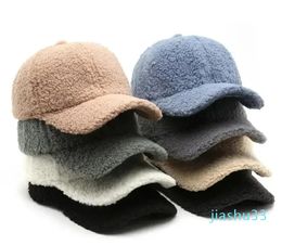 Ball Caps Autumn Winter Women Warm Baseball Cap Fashion Solid Colour Female Casual Plush Hats Outdoor Artificial Lamb Wool Sunshade