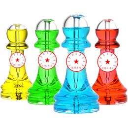 Colourful Pawn Chess Piece Style Pyrex Thick Glass Hand Pipes Freezable Liquid Filling Portable Philtre Herb Tobacco Spoon Bowl Smoking Bong Holder Tube DHL