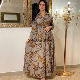 Ethnic Clothing Fashion Vintage Shirt Dress Abaya Hijab Dresses Robe Kaftan For Women Muslim A-Line Belted Middle East Islam Dubai Clothes