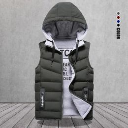 Men's Vests Brand Vest Winter Sleeveless Jackets Down Men Hooded Warm Casual Outwear Hat Detachable Outer Chalecos 231121