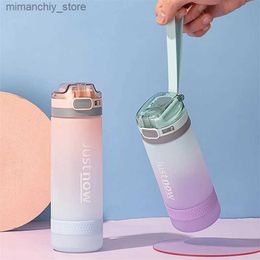 water bottle 600ml Korean Sty Water Bott With Straw BPA Free Cup Portab Outdoor Sport Drinking Plastic Botts With Gift Sticks Strap Q231122