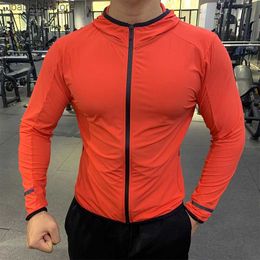 Gym Clothing Men Sport Hooded Windproof Running Training Sunscreen Hoodies Sports Fitness Quick Dry Hooded Athletic Gym Jogging Coats For Man T230422