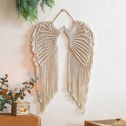 Tapestries Angel Macrame Wall Hanging Large Macrame Tapestry Bohemian Art Home Girls Kids Room Decoration Bedroom Nursery Decor Gift 231122