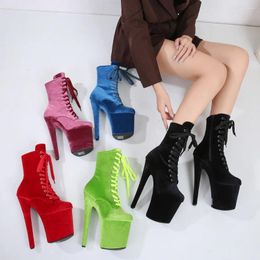 Dress Shoes Sexy High Heel Boots Steel Pipe Dance 20cm Hate Sky Chinese Velvet Fashion Show Short