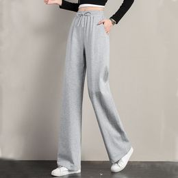 Women's Pants Capris Lucyever Grey Casual Women Sweatpants Spring Summer Elastic High Waist Loose Sports Pants Woman Loose Wide Leg Trousers 230422