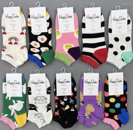 Women Socks Happy Women's Low Tube Shallow Mouth Bare Color Cotton 36-40