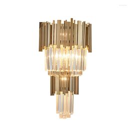 Wall Lamps Design Luxury Crystal Lamp Lustre Gold Applique Murale Luminaire Moderne Home LED Light Height 60cm