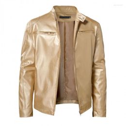 Men's Jackets Men Cool Leather Jacket Classic Stand Collar Zipper Slim Fit Fashion Casual Everyday Versatile Motorcycle
