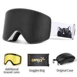 Outdoor Eyewear COPOZZ Professional Winter Ski Goggles Magnetic Quick Replacement Double Layer Anti fog Mens and Womens Equipment 231122