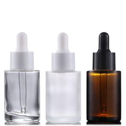 30ml Glass Essential Oil Perfume Bottles Liquid Reagent Pipette Dropper Bottle Flat Shoulder Cylindrical Bottle Clear/Frosted/Amber Sdfdd