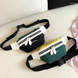 Waist Bags Canvas Fanny Pack Banana Bag Women Contrast Color Chest Phone Pouch Belly