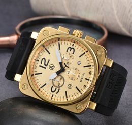 Six stitches luxury mens watches Quartz Watch Top luxury Brand Rubber belt Relogio Men fashion accessories high quality BR designer calendar