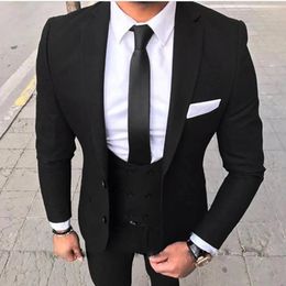 Men's Suits Men Classic Black Slim Fit Formal Tuxedo Banquet 3 Pieces Business Blazer Wedding Groom Jacket Vest Pants Terno Masculino